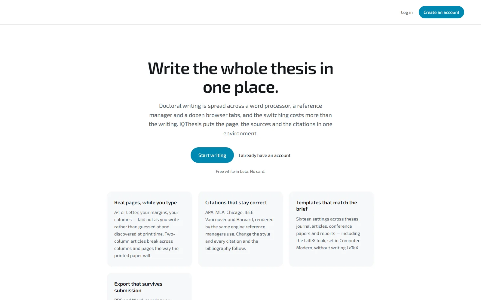 IQThesis — Write the whole thesis in one place